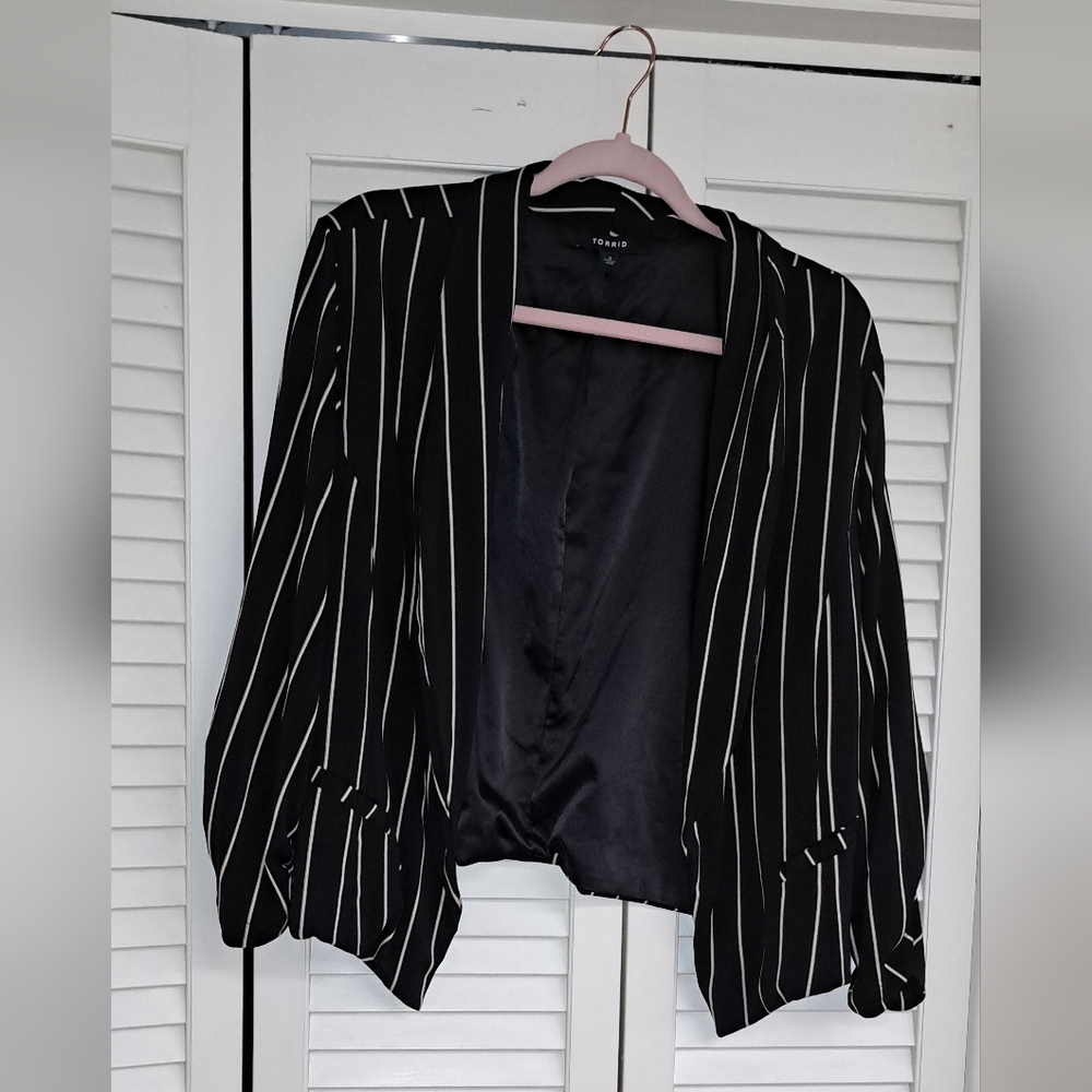 Torrid Black Blazer with White Accents